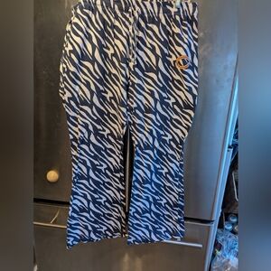 Vtg NFL Chicago Bears Zubaz Print Elasticized Ctn knit  navy/white Pants Lg